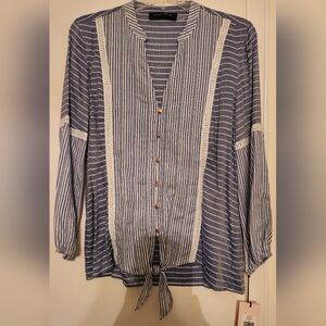 NEW w/tags Ladies Blue and White Striped Top